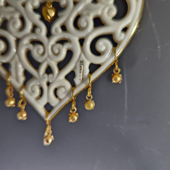Lenox Mothers Heart Pierced Jeweled Christmas Ornament Hanging Crystals VTG Box - Picture 5 of 7